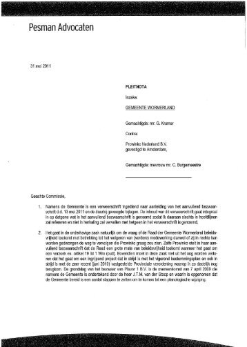 bezwaarschrift Prowinko B5 pleitnota Pesman.pdf - Besluitvorming ...