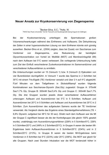 Neuer Ansatz zur Kryokonservierung von Ziegensperma - AET-d