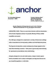 For Immediate Release: Contact: Barbara Wolf ... - Anchor Hocking