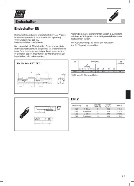 Mechanische Lineareinheit »Beta - Ant Antriebstechnik