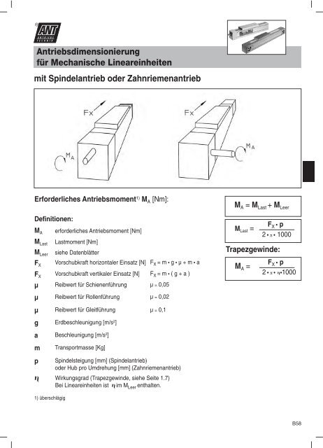 Mechanische Lineareinheit »Beta - Ant Antriebstechnik