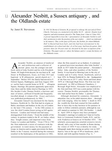 Alexander Nesbitt, a Sussex antiquary , and the Oldlands estate