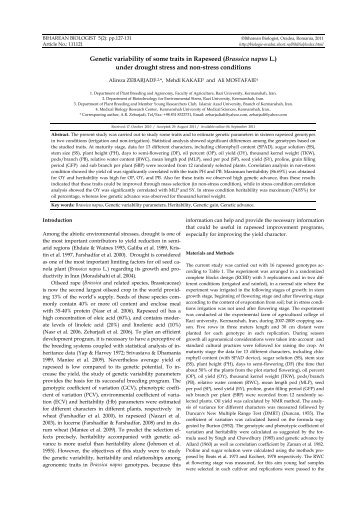 Genetic variability of some traits in Rapeseed (Brassica napus L ...