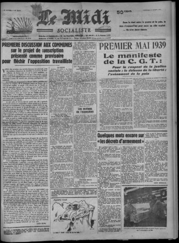 PREMIER MAI 1939 - Bibliothèque de Toulouse