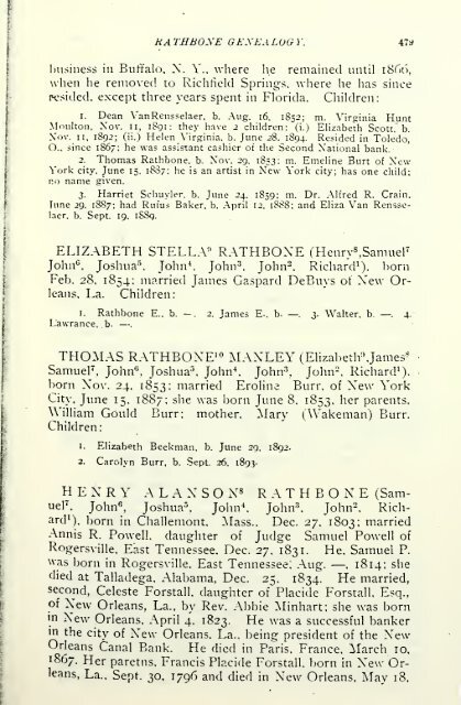 Rathbone genealogy