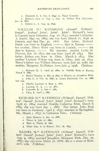 Rathbone genealogy