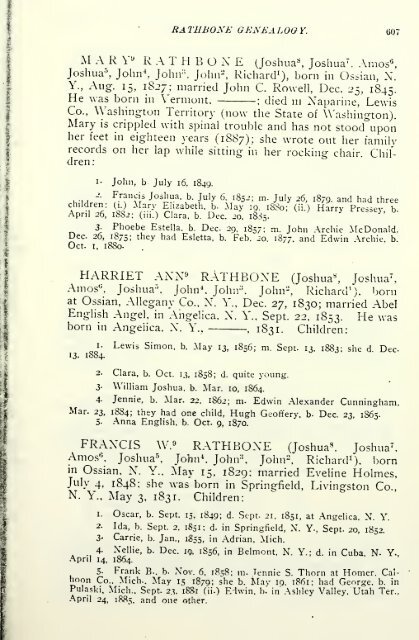 Rathbone genealogy