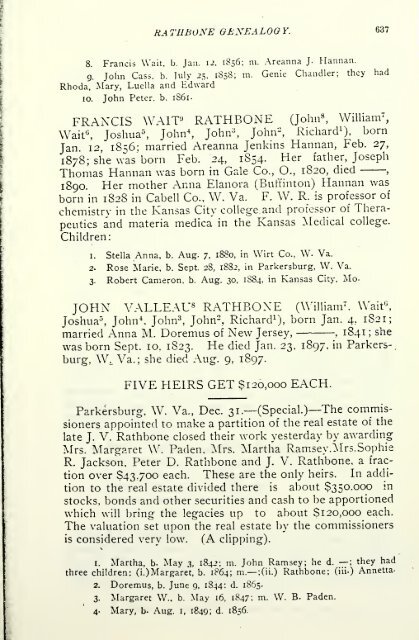 Rathbone genealogy