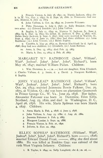 Rathbone genealogy