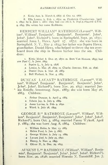 Rathbone genealogy