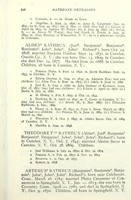 Rathbone genealogy