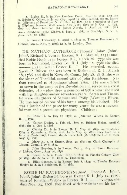 Rathbone genealogy