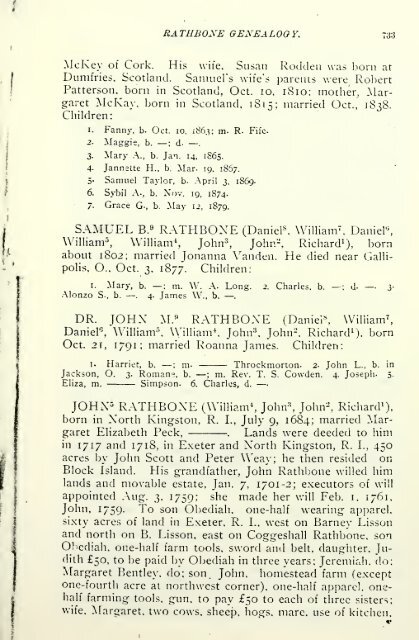 Rathbone genealogy