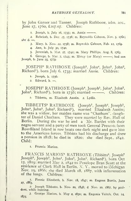 Rathbone genealogy