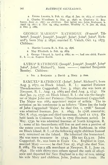 Rathbone genealogy