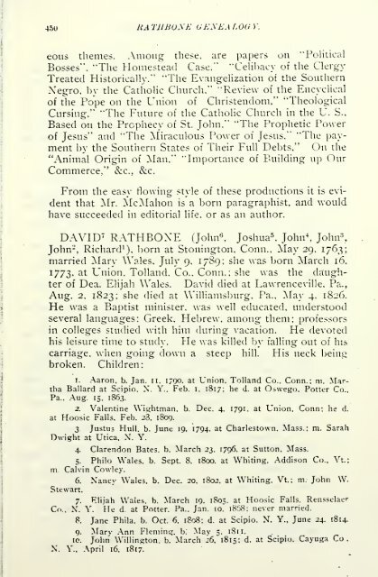 Rathbone genealogy