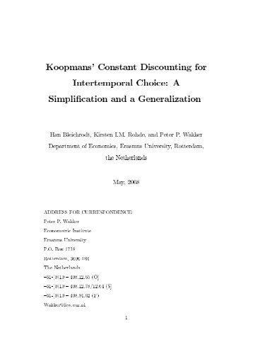 Koopmans' Constant Discounting for Intertemporal Choice: A ...