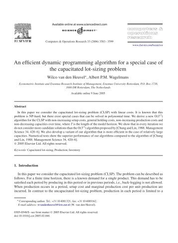 An efficient dynamic programming algorithm for a special case of the ...