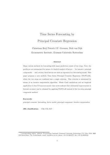 Time Series Forecasting by Principal Covariate Regression