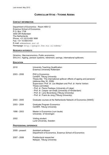 Curriculum Vitae - Staff Personal Homepages