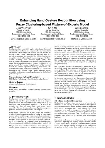 Enhancing Hand Gesture Recognition using Fuzzy Clustering ...