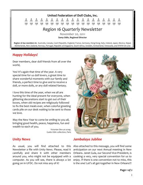 Region 16 Quarterly Newsletter - United Federation of Doll Clubs