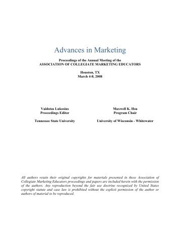 Advances in Marketing - Small Business Advancement National ...