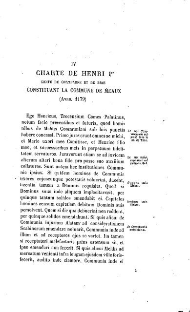 Les chartes de la commune de Meaux, 1179-1222 - Bibliothèque ...