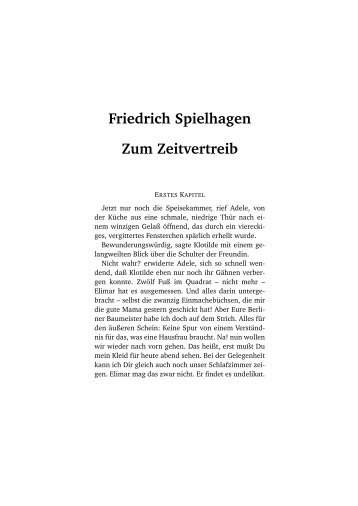 Friedrich Spielhagen Zum Zeitvertreib