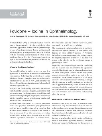 Povidone – Iodine in Ophthalmology - KSOS