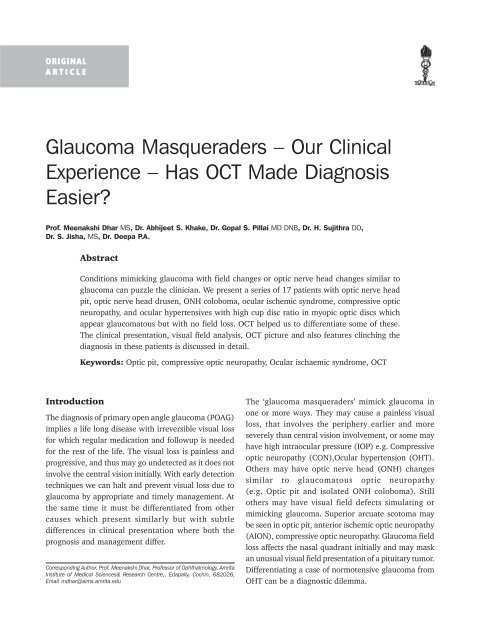 Glaucoma Masqueraders – Our Clinical Experience – Has ... - KSOS