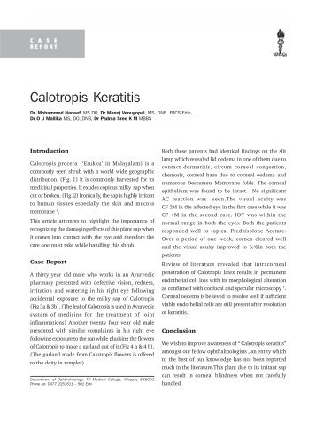 Calotropis Keratitis - KSOS