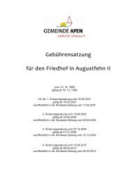 Gebührensatzung für den Friedhof in Augustfehn II - Gemeinde Apen