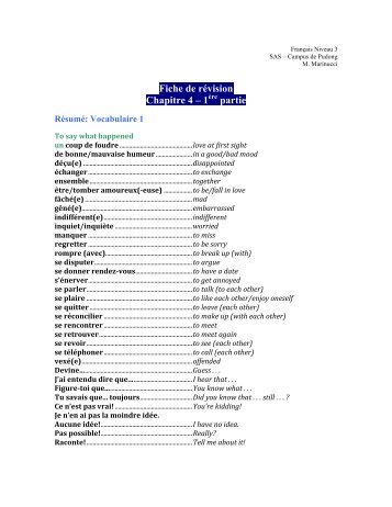 Fiche de révision Chapitre 4 – 1ère partie