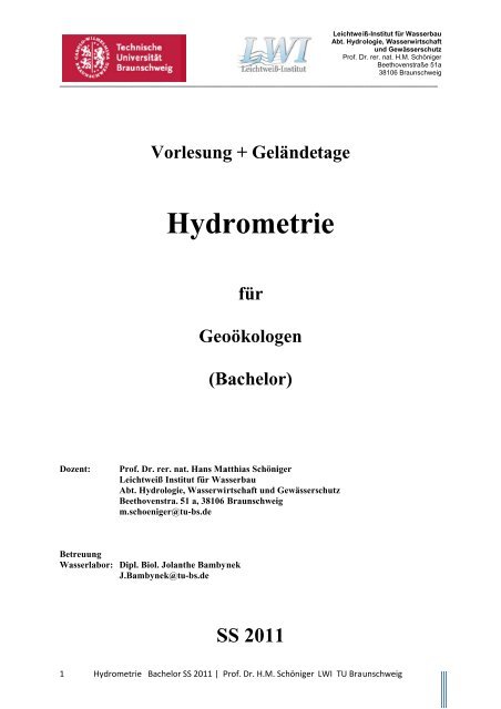 VL/UE/GP Hydrometrie
