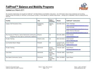 All FallProof™ Balance and Mobility programs listed below are ...