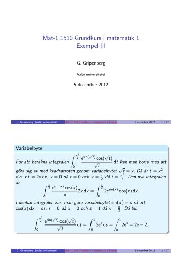 Mat-1.1510 Grundkurs i matematik 1 Exempel III