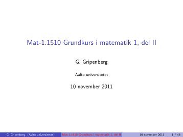 Mat-1.1510 Grundkurs i matematik 1, del II