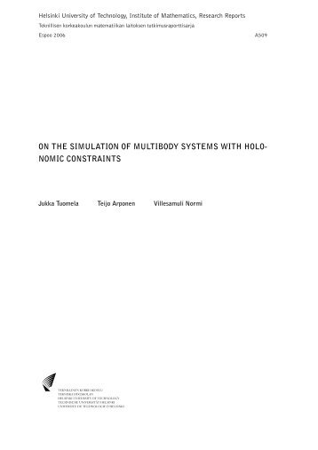 ON THE SIMULATION OF MULTIBODY SYSTEMS WITH HOLO ...