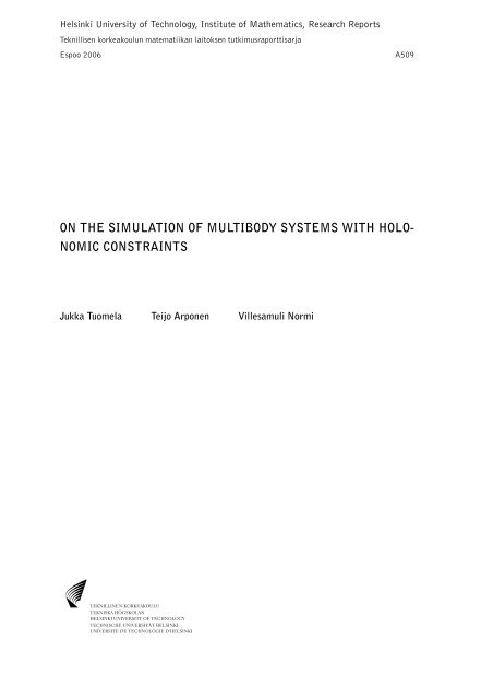 ON THE SIMULATION OF MULTIBODY SYSTEMS WITH HOLO ...