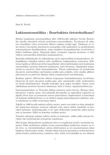 Lukiomatematiikka - Bourbakista tietotekniikaan?