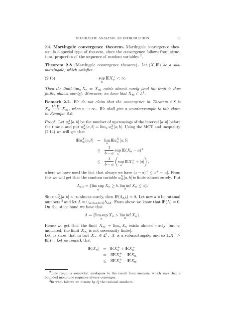 2.4. Martingale convergence theorem. Martingale convergence theo ...