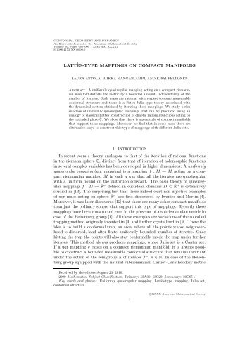 LATT`ES-TYPE MAPPINGS ON COMPACT MANIFOLDS 1 ...