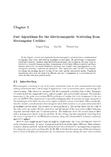 Chapter 2 Fast Algorithms for the Electromagnetic Scattering from ...