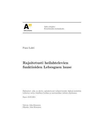 Master's Thesis - Matematiikan ja systeemianalyysin laitos - Aalto ...