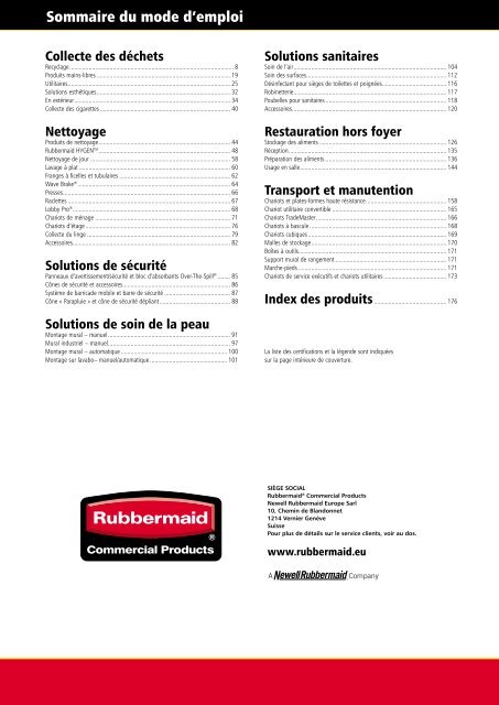 cATAlOGUE PRODUITS Un sa - Rubbermaid Commercial Products