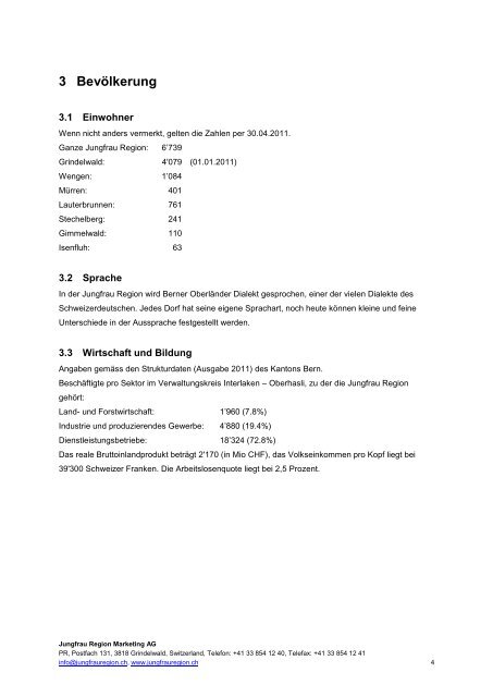 Jungfrau Region Facts & Figures