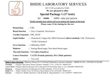 to view Packages List - BHIDE LABORATORY SERVICES