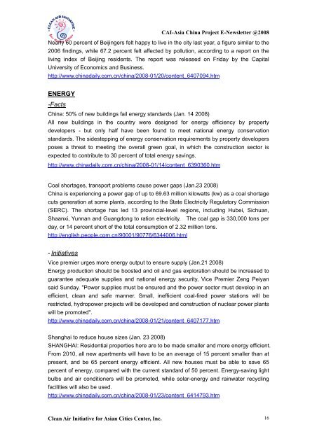 2008 China E-Newsletter - Clean Air Initiative