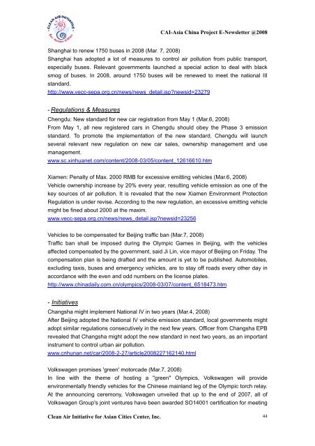 2008 China E-Newsletter - Clean Air Initiative